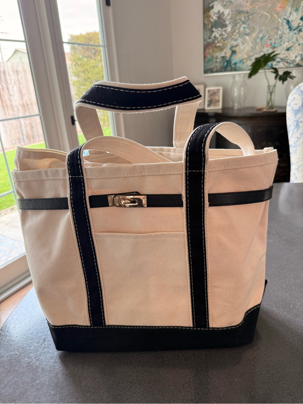 Classic Black & Natural Lux Boatkin Tote